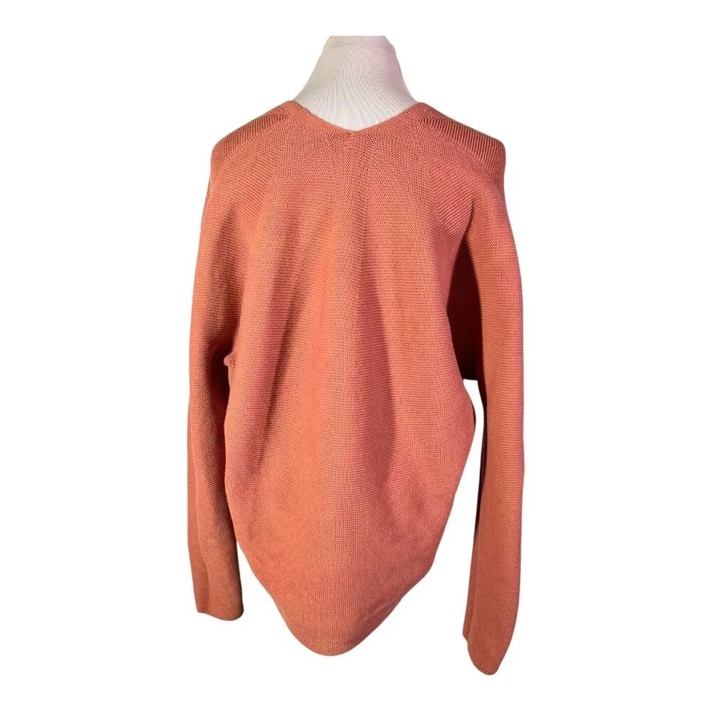 Uniqlo Size M 3D Knit Cotton Cocoon Sweater V-Neck Orange-Pink - Picture 3 of 12